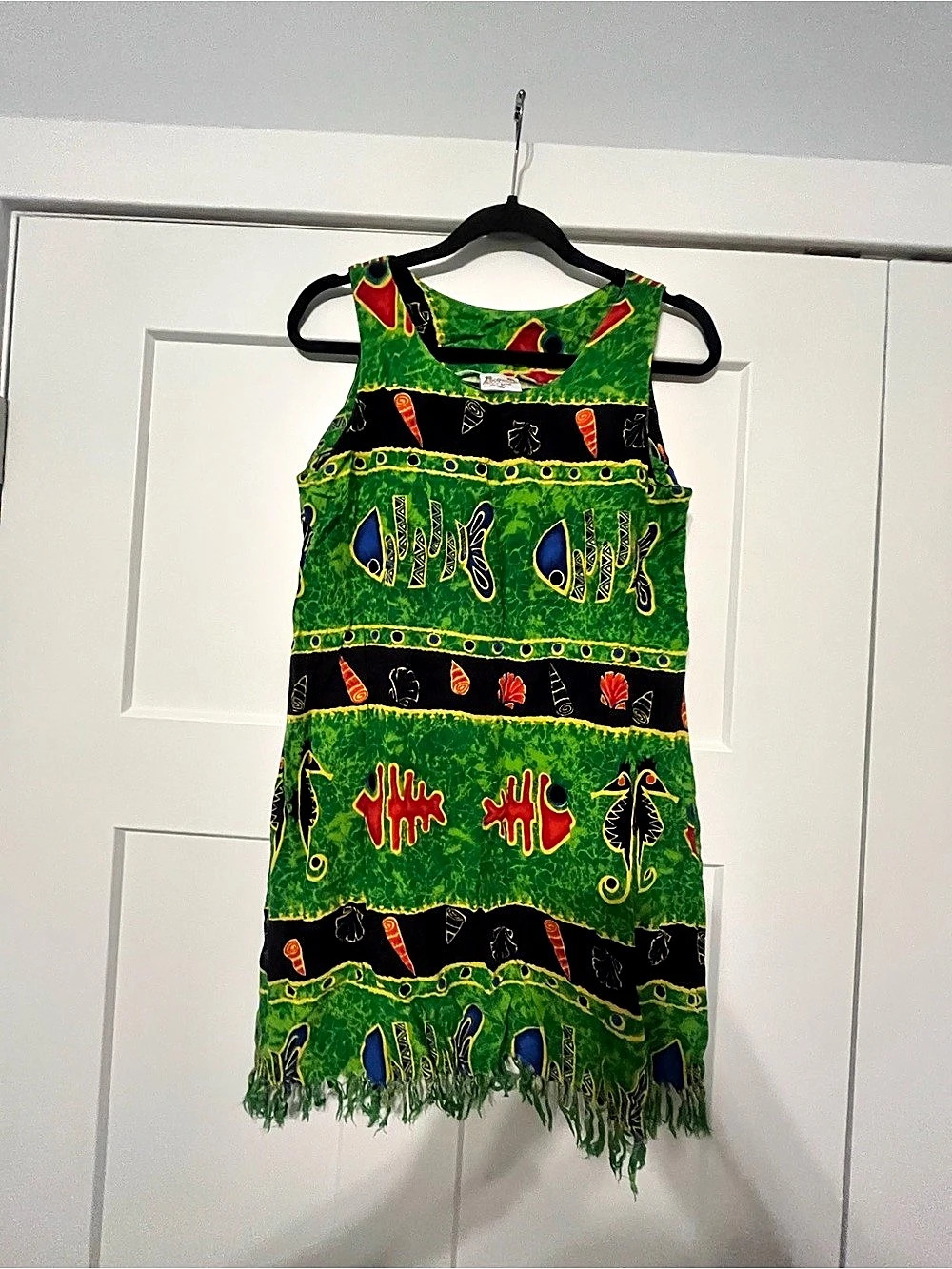 Cocowalk Women's Mini Dress Green & Black XL Vacay Tropical Caribbean Island